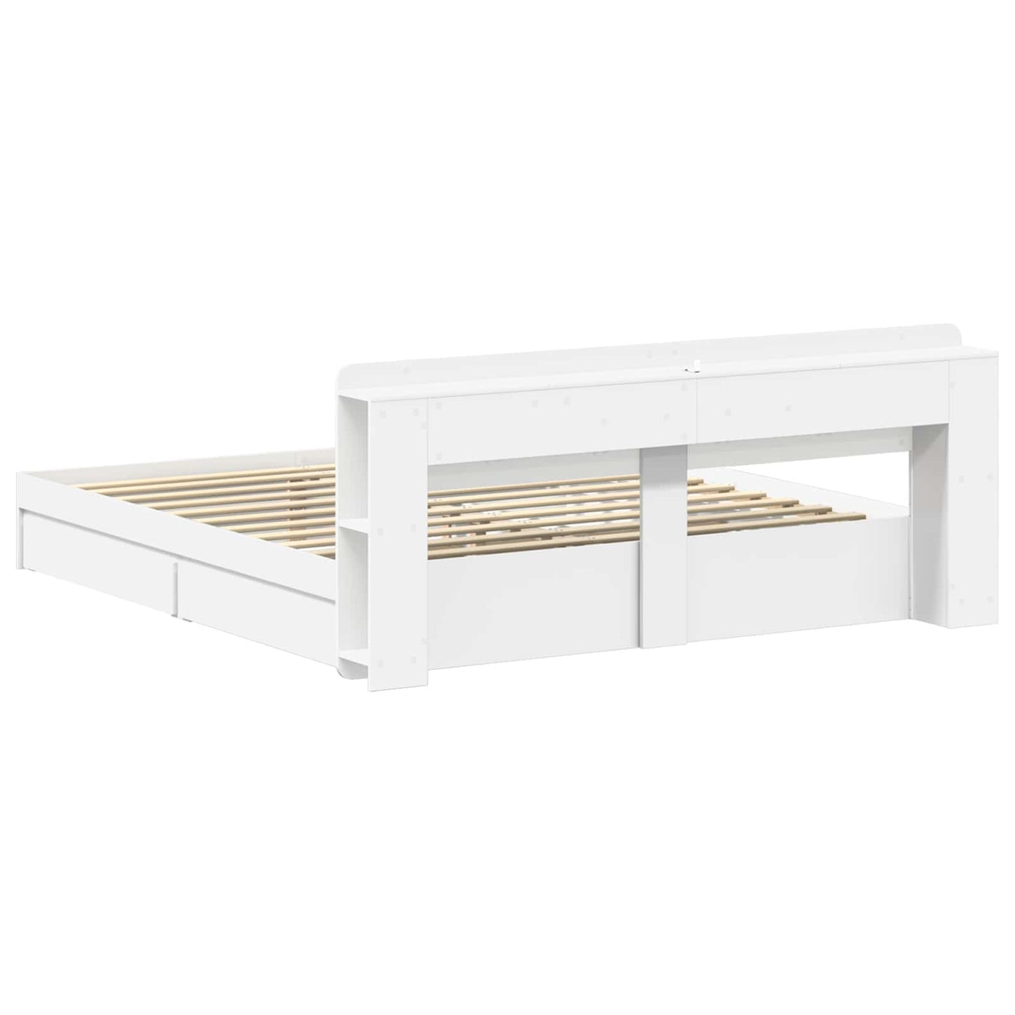 Bedframe met opslag met lade Wit 200 x 200 cm Bewerkt hout