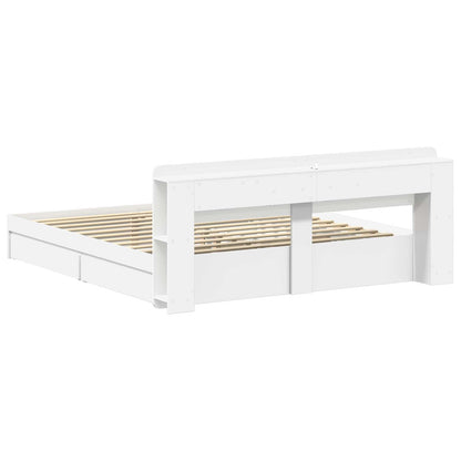 Bedframe met opslag met lade Wit 200 x 200 cm Bewerkt hout