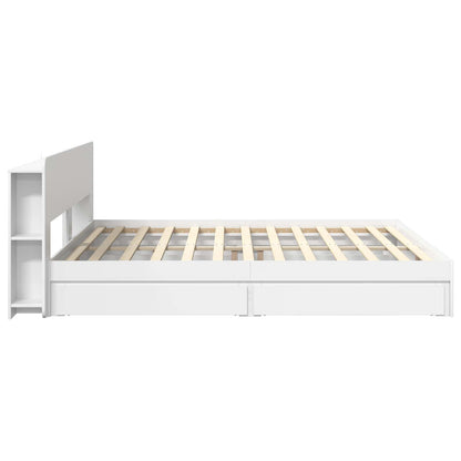 Bedframe met opslag met lade Wit 200 x 200 cm Bewerkt hout