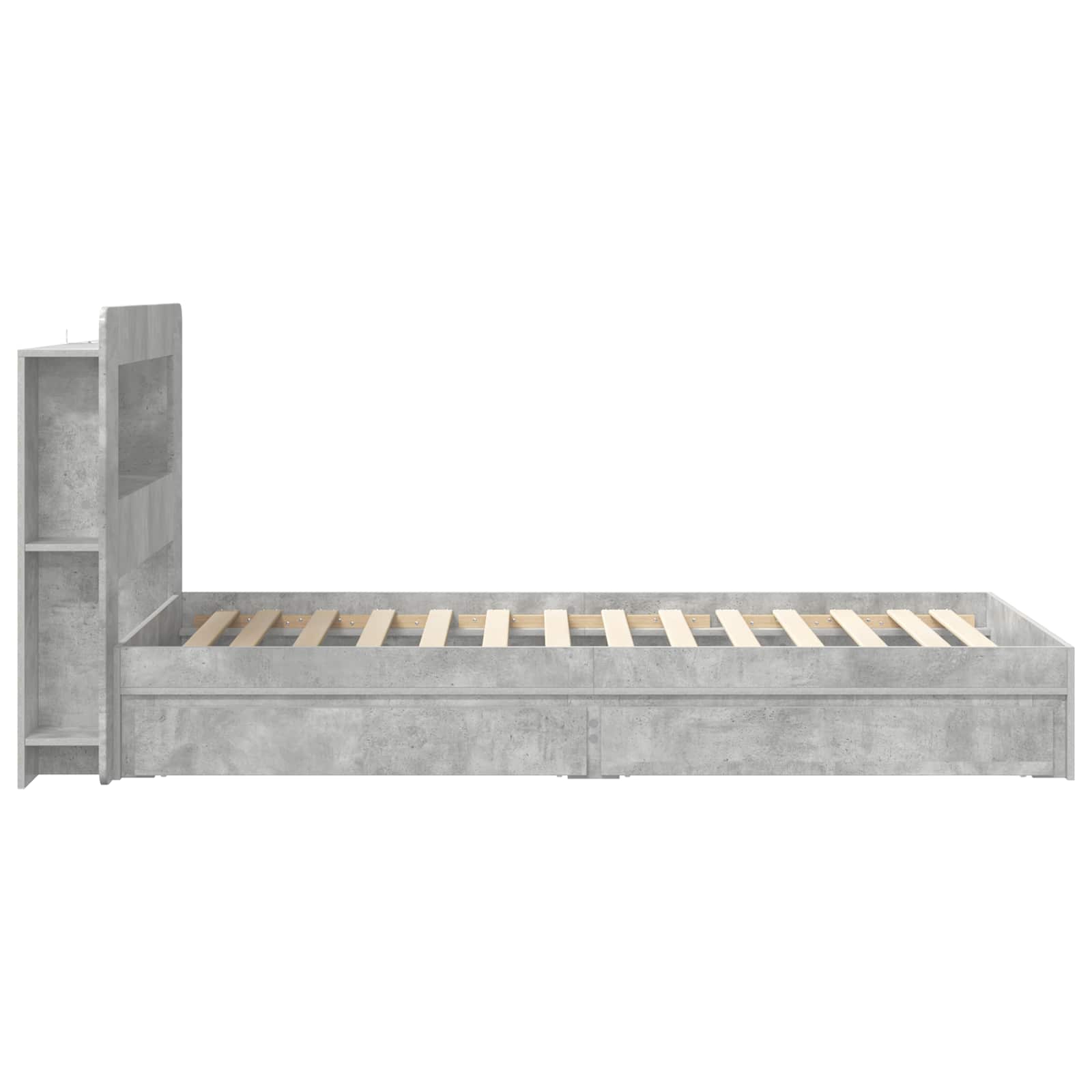 Bedframe met opslag Betongrijs 75 x 190 cm Bewerkt hout