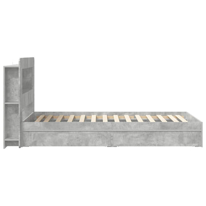 Bedframe met opslag Betongrijs 75 x 190 cm Bewerkt hout