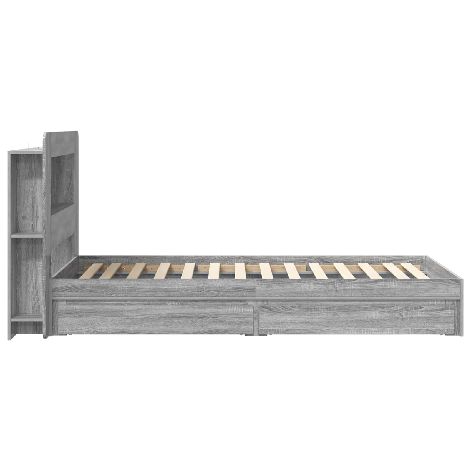 Bedframe met opslag Grijs Sonoma 75 x 190 cm Bewerkt hout
