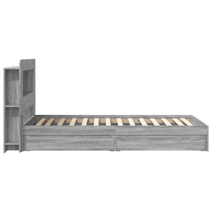 Bedframe met opslag Grijs Sonoma 75 x 190 cm Bewerkt hout