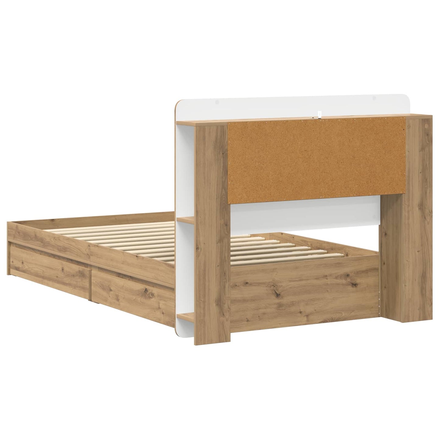 Bedframe met opslag Artisanaal eiken 80 x 200 cm Bewerkt hout