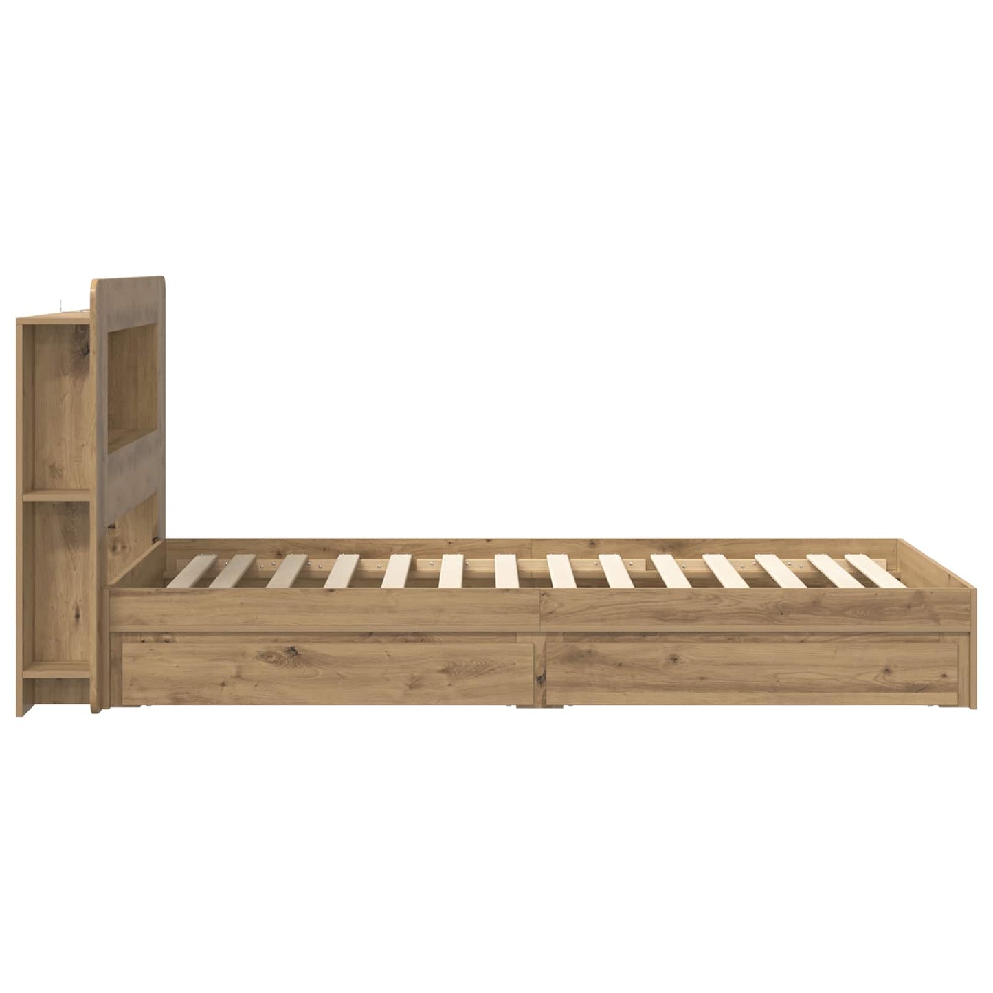 Bedframe met opslag Artisanaal eiken 80 x 200 cm Bewerkt hout