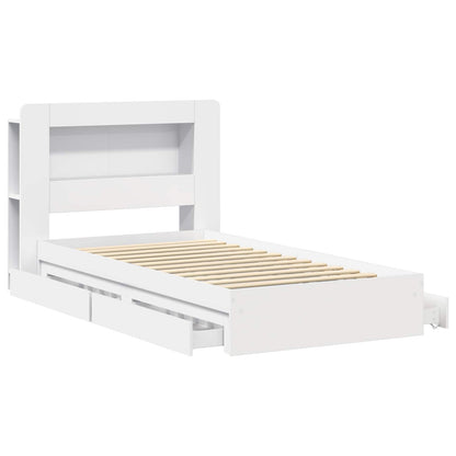 Bedframe met opslag met lade Wit 80 x 200 cm Bewerkt hout