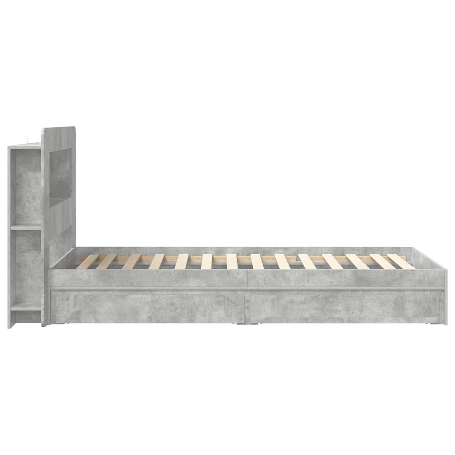 Bedframe met opslag Betongrijs 90 x 190 cm Bewerkt hout