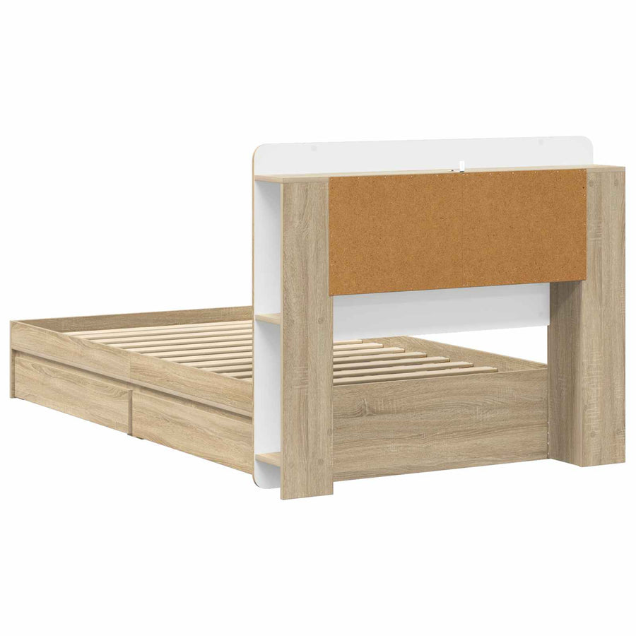 Bedframe met opslag Sonoma Eiken 90 x 190 cm Bewerkt hout