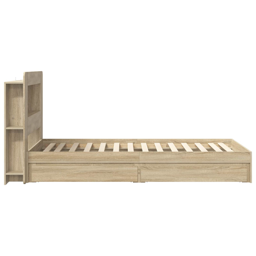 Bedframe met opslag Sonoma Eiken 90 x 190 cm Bewerkt hout