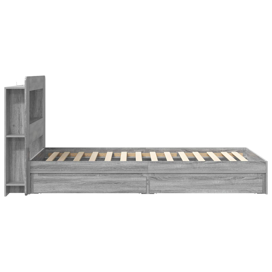Bedframe met opslag Grijs Sonoma 100 x 200 cm Bewerkt hout