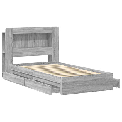 Bedframe met opslag Grijs Sonoma 90 x 200 cm Bewerkt hout