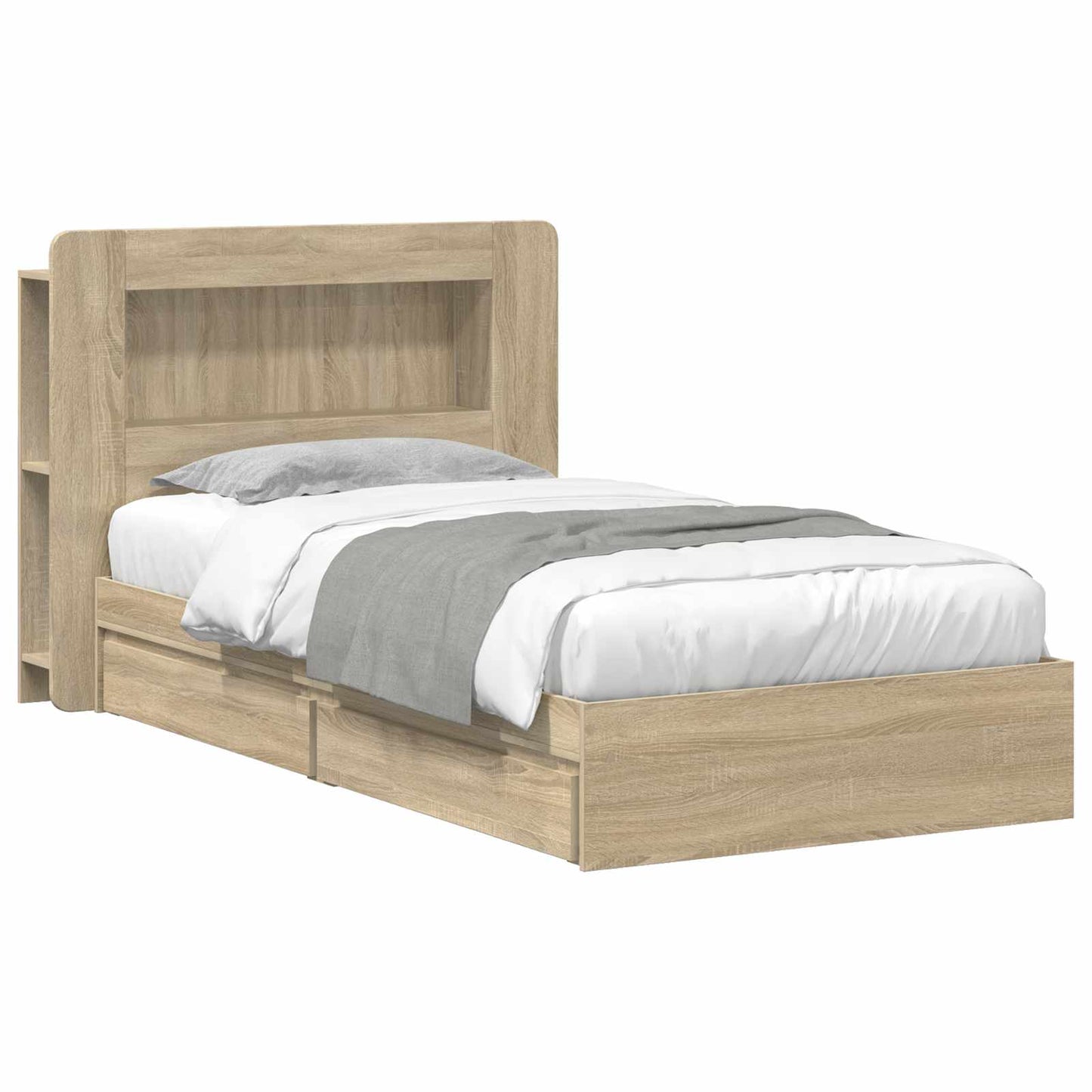 Bedframe met opslag Sonoma Eiken 90 x 200 cm Bewerkt hout