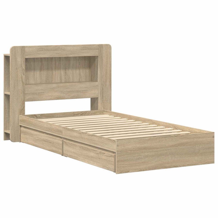 Bedframe met opslag Sonoma Eiken 90 x 200 cm Bewerkt hout