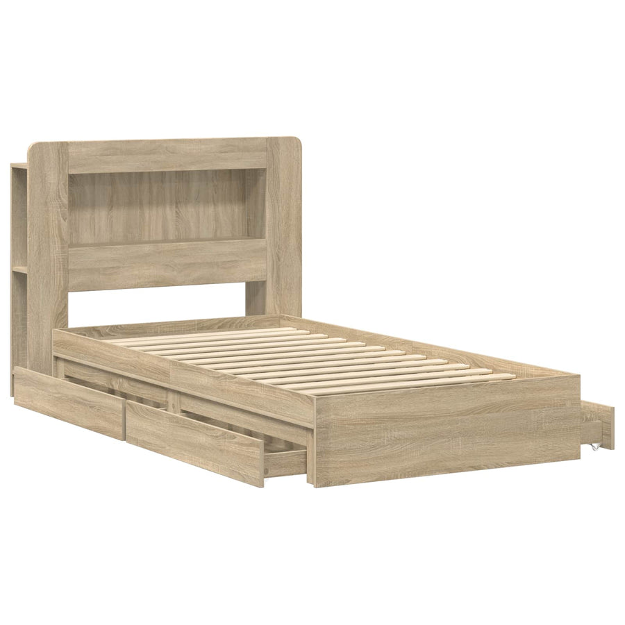 Bedframe met opslag Sonoma Eiken 90 x 200 cm Bewerkt hout
