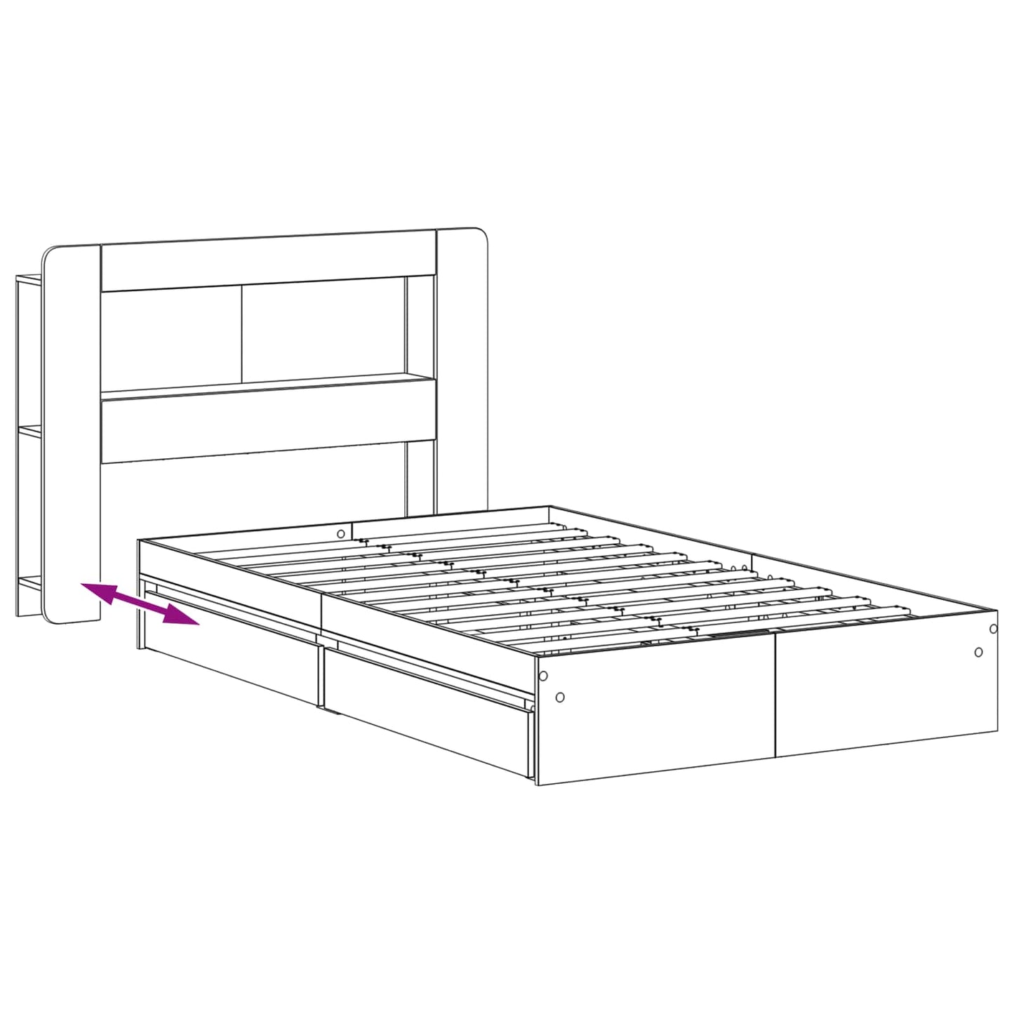 Bedframe met opslag Bewerkt hout