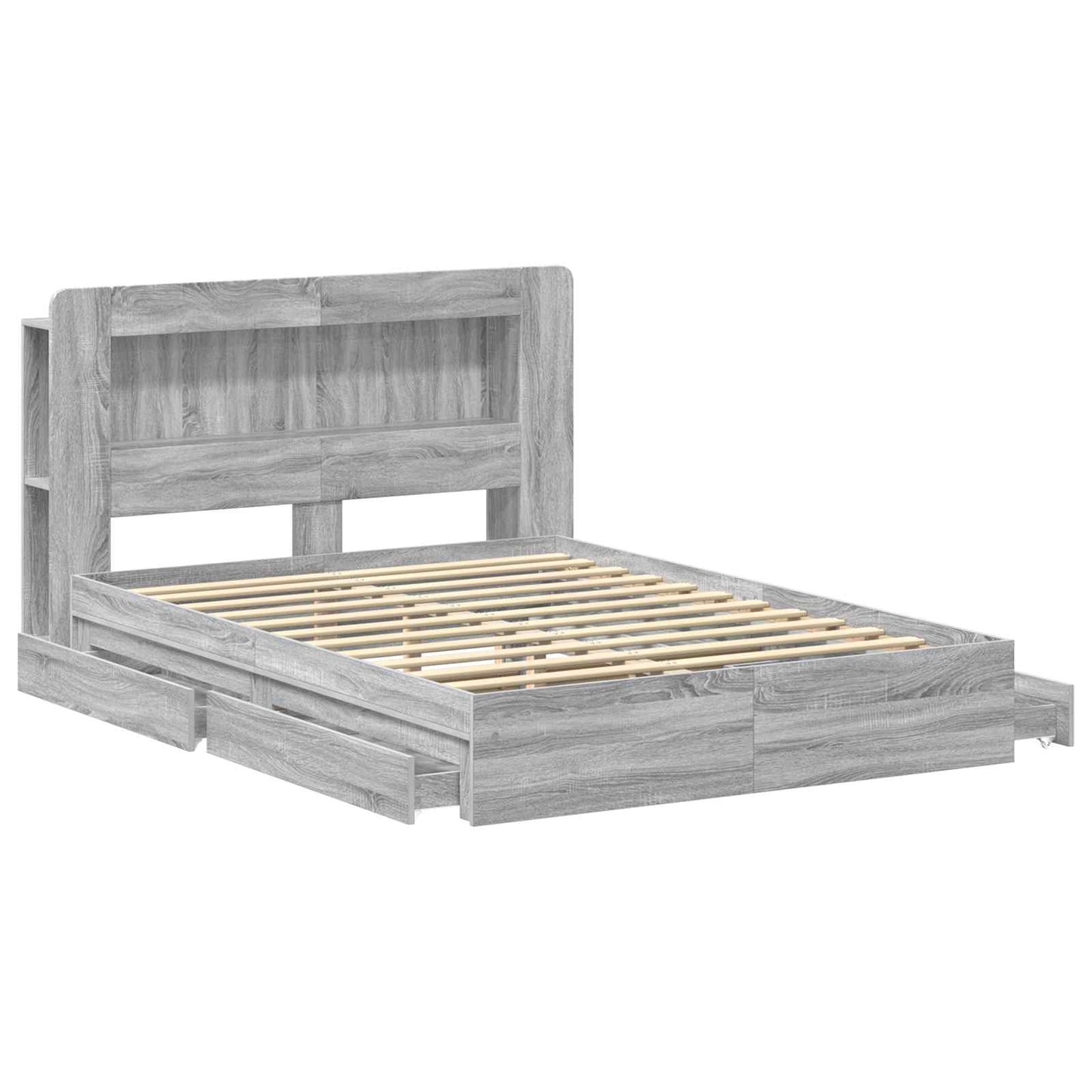 Bedframe met opslag Grijs Sonoma 140 x 200 cm Bewerkt hout