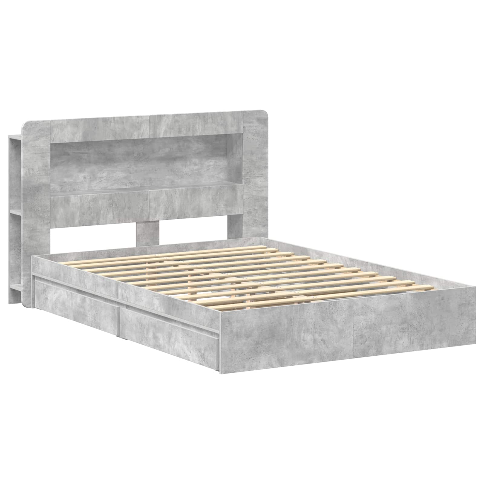 Bedframe met opslag Betongrijs 135 x 190 cm Bewerkt hout