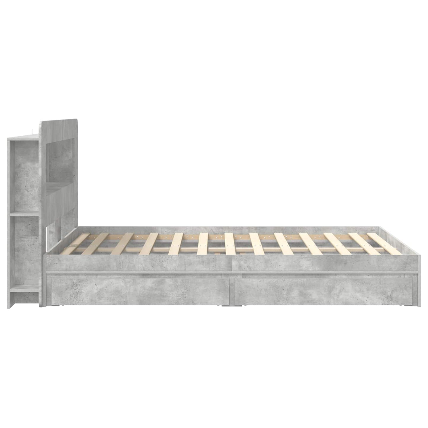 Bedframe met opslag Betongrijs 135 x 190 cm Bewerkt hout