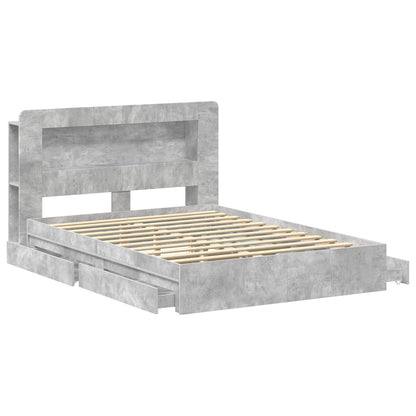 Bedframe met opslag Betongrijs 150 x 200 cm Bewerkt hout