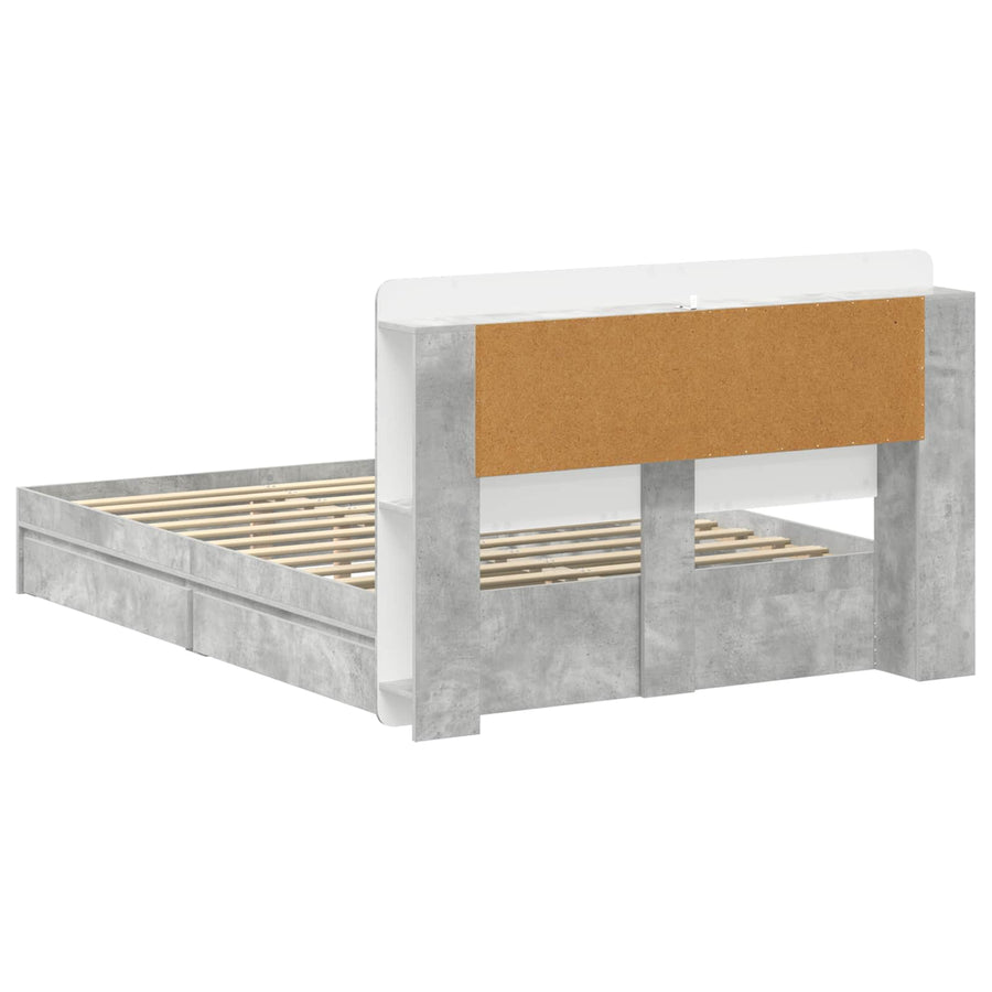 Bedframe met opslag Betongrijs 150 x 200 cm Bewerkt hout