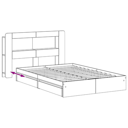 Bedframe met opslag Betongrijs 150 x 200 cm Bewerkt hout