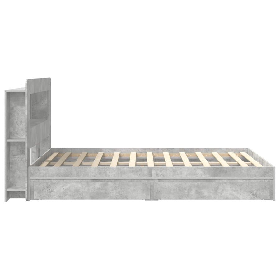 Bedframe met opslag Betongrijs 150 x 200 cm Bewerkt hout