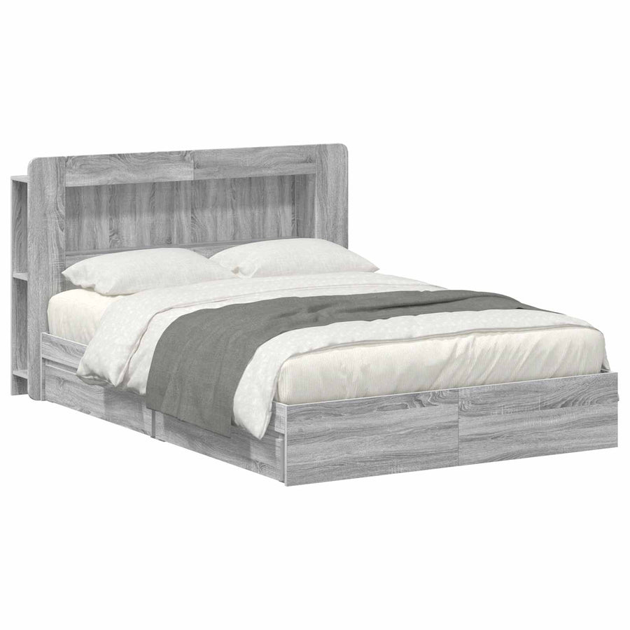 Bedframe met opslag Grijs Sonoma 150 x 200 cm Bewerkt hout