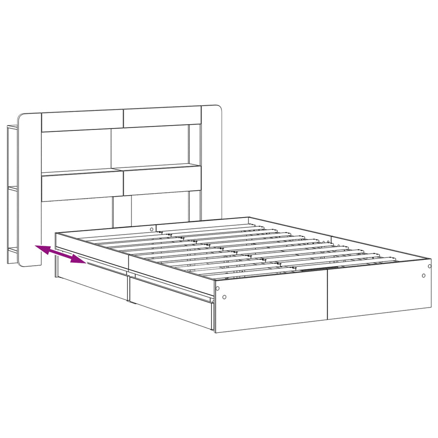Bedframe met opslag Grijs Sonoma 150 x 200 cm Bewerkt hout