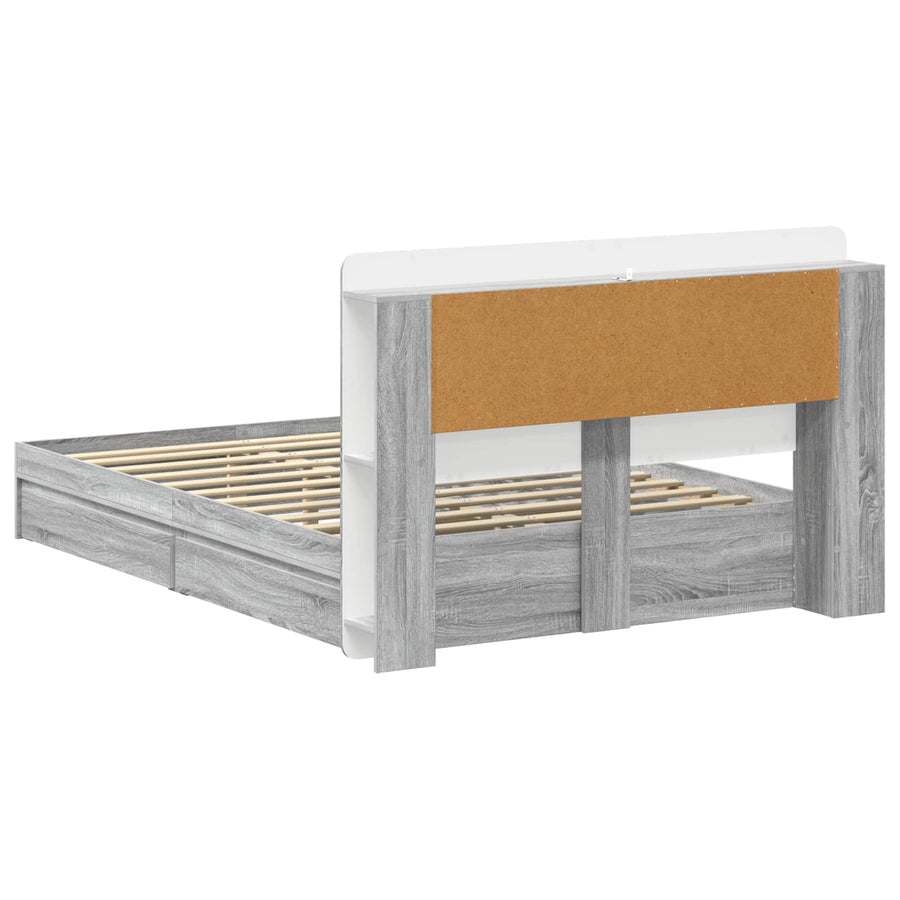 Bedframe met opslag Grijs Sonoma 160 x 200 cm Bewerkt hout