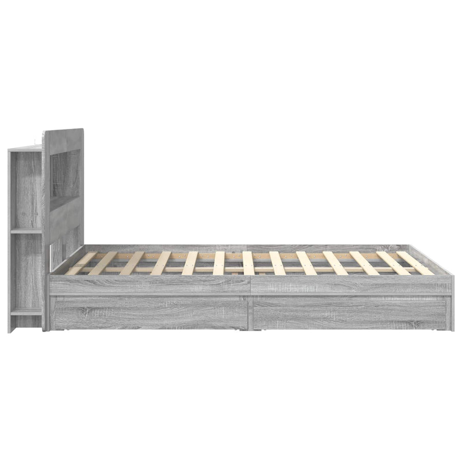 Bedframe met opslag Grijs Sonoma 160 x 200 cm Bewerkt hout