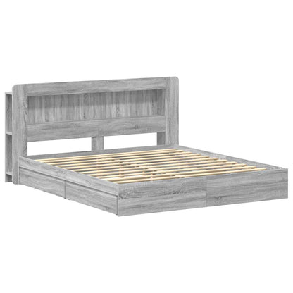 Bedframe met opslag Grijs Sonoma 180 x 200 cm Bewerkt hout
