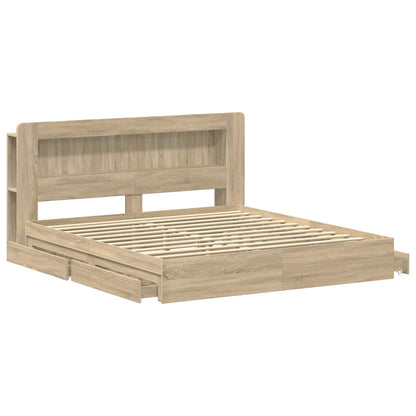 Bedframe met opslag Sonoma Eiken 180 x 200 cm Bewerkt hout