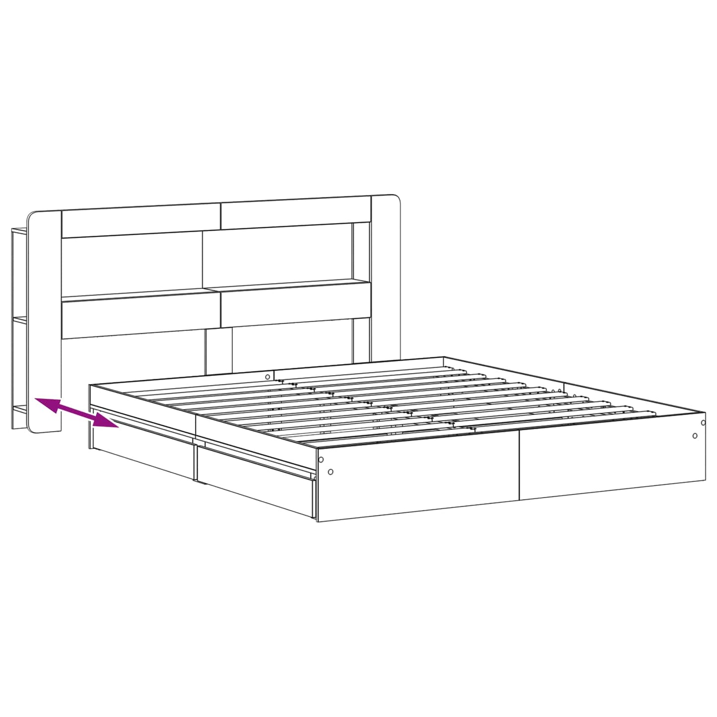 Bedframe met opslag Sonoma Eiken 180 x 200 cm Bewerkt hout