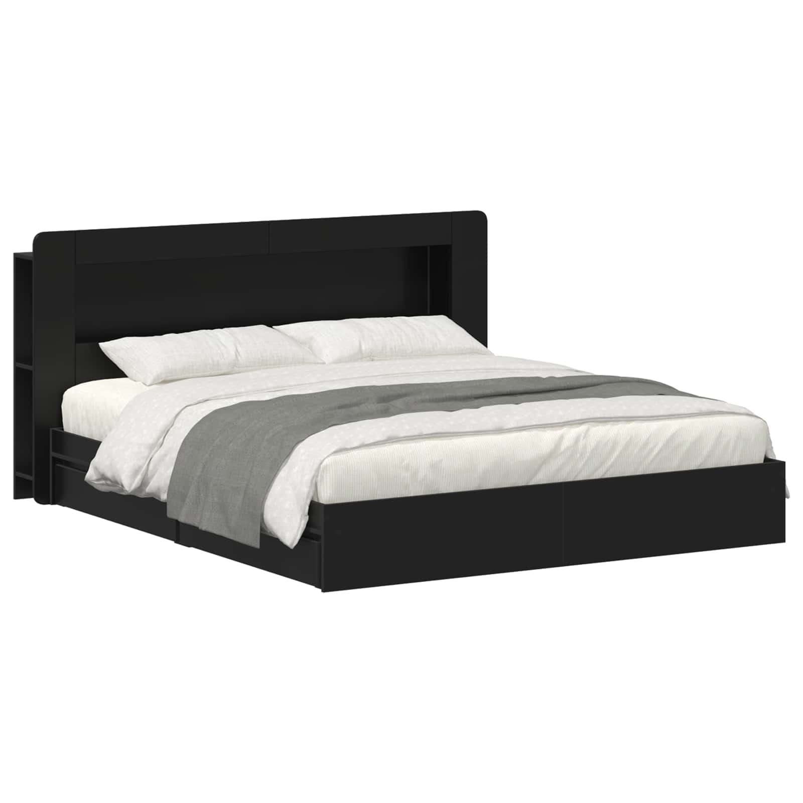Bedframe met opslag met lade Zwart 200 x 200 cm Bewerkt hout