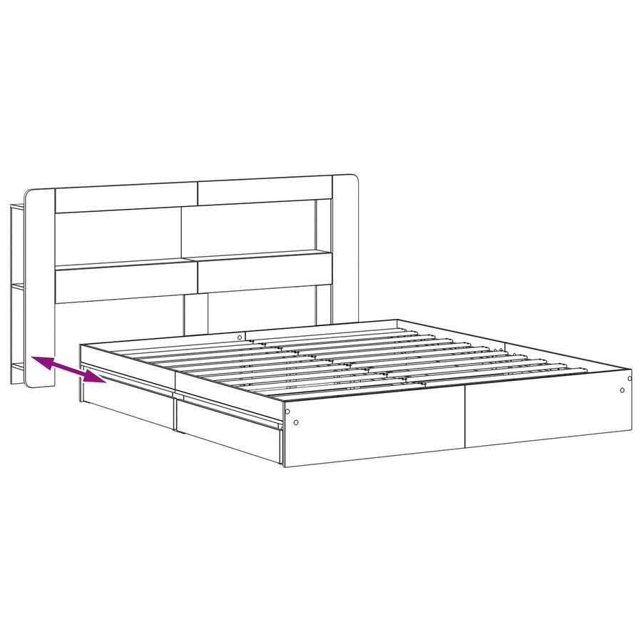 Bedframe met opslag met lade Zwart 200 x 200 cm Bewerkt hout