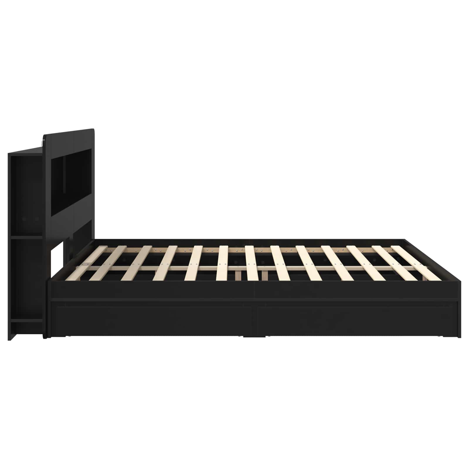 Bedframe met opslag met lade Zwart 200 x 200 cm Bewerkt hout