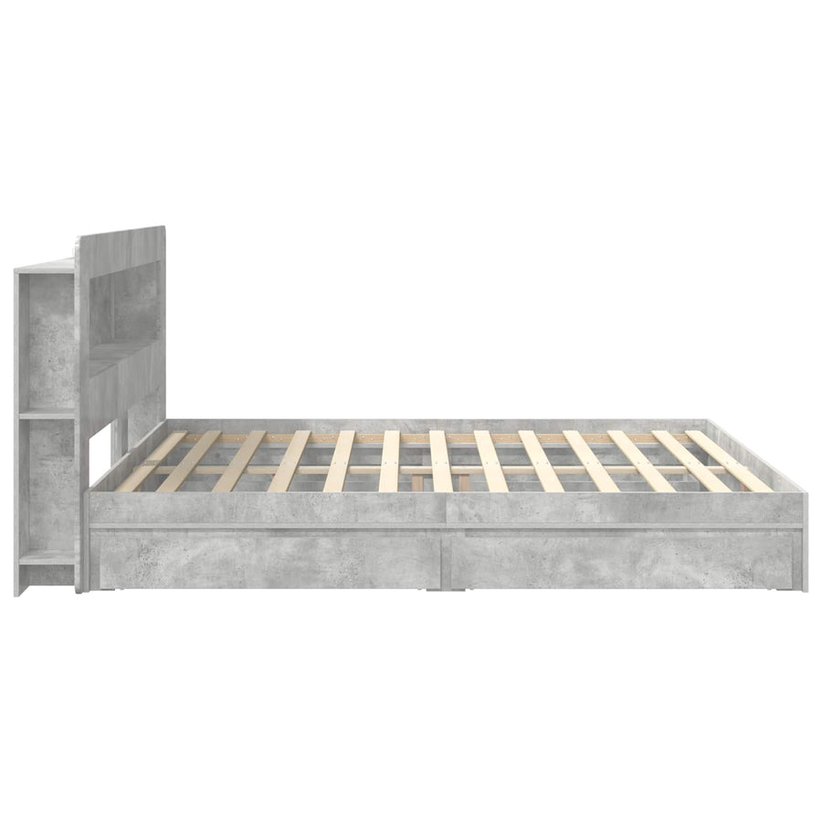 Bedframe met opslag Betongrijs 200 x 200 cm Bewerkt hout