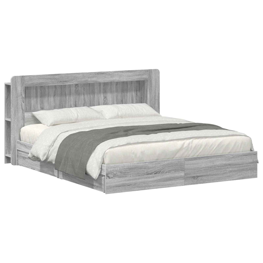 Bedframe met opslag Grijs Sonoma 200 x 200 cm Bewerkt hout