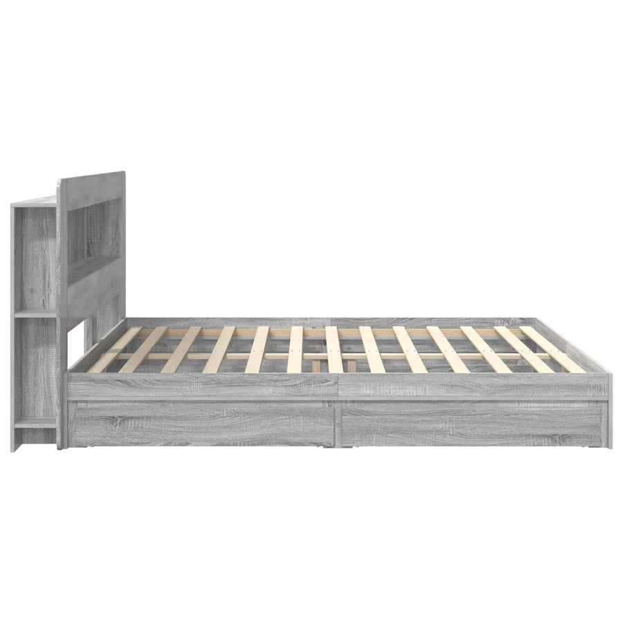 Bedframe met opslag Grijs Sonoma 200 x 200 cm Bewerkt hout