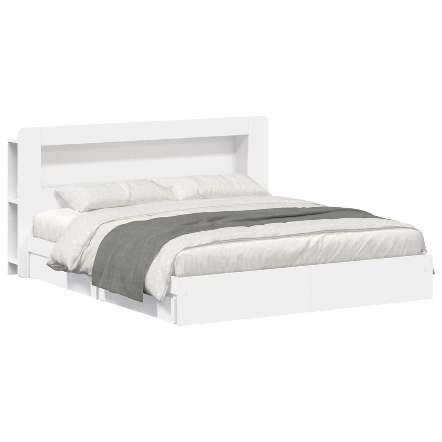 Bedframe met opslag met lade Wit 200 x 200 cm Bewerkt hout