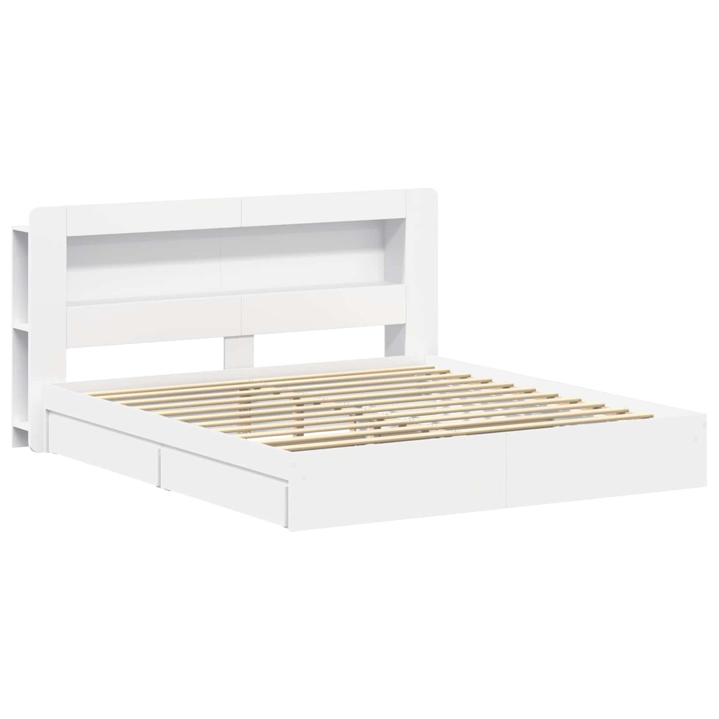 Bedframe met opslag met lade Wit 200 x 200 cm Bewerkt hout
