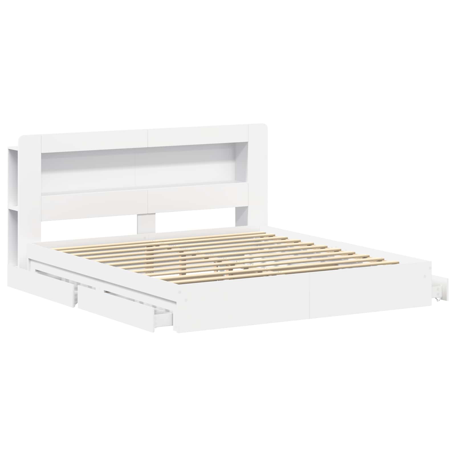 Bedframe met opslag met lade Wit 200 x 200 cm Bewerkt hout