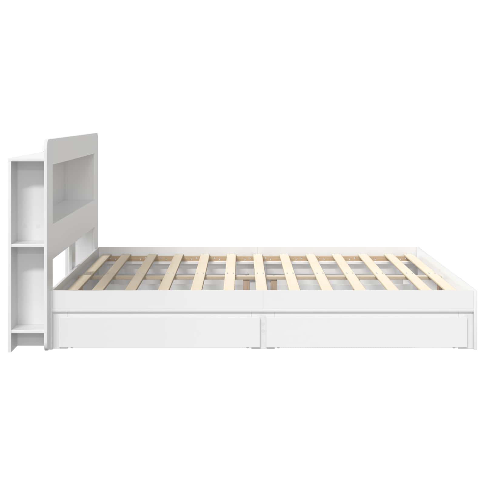 Bedframe met opslag met lade Wit 200 x 200 cm Bewerkt hout