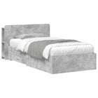 Bedframe 75x190 cm betongrijs bewerkt hout met opbergruimte