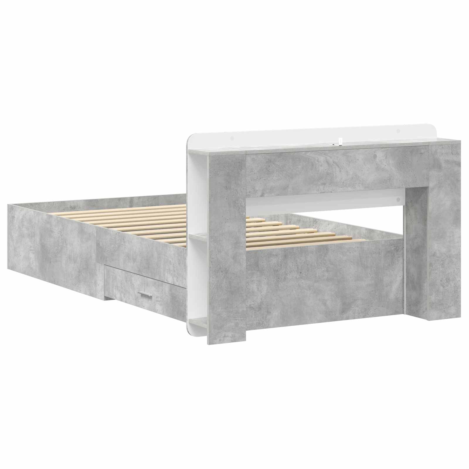 Bedframe met opslag Betongrijs 75 x 190 cm Bewerkt hout