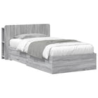 Bedframe met opslag 75x190 cm grijs bewerkt hout