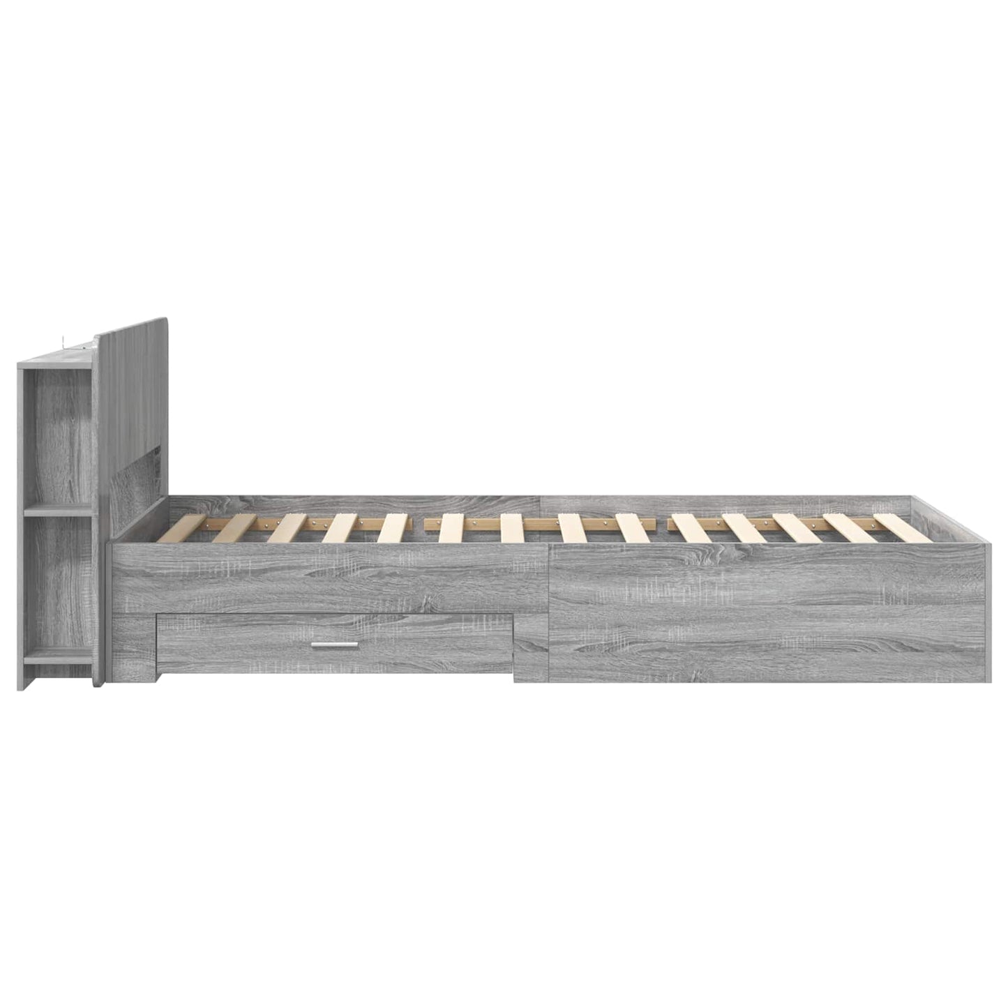 Bedframe met opslag Grijs Sonoma 75 x 190 cm Bewerkt hout