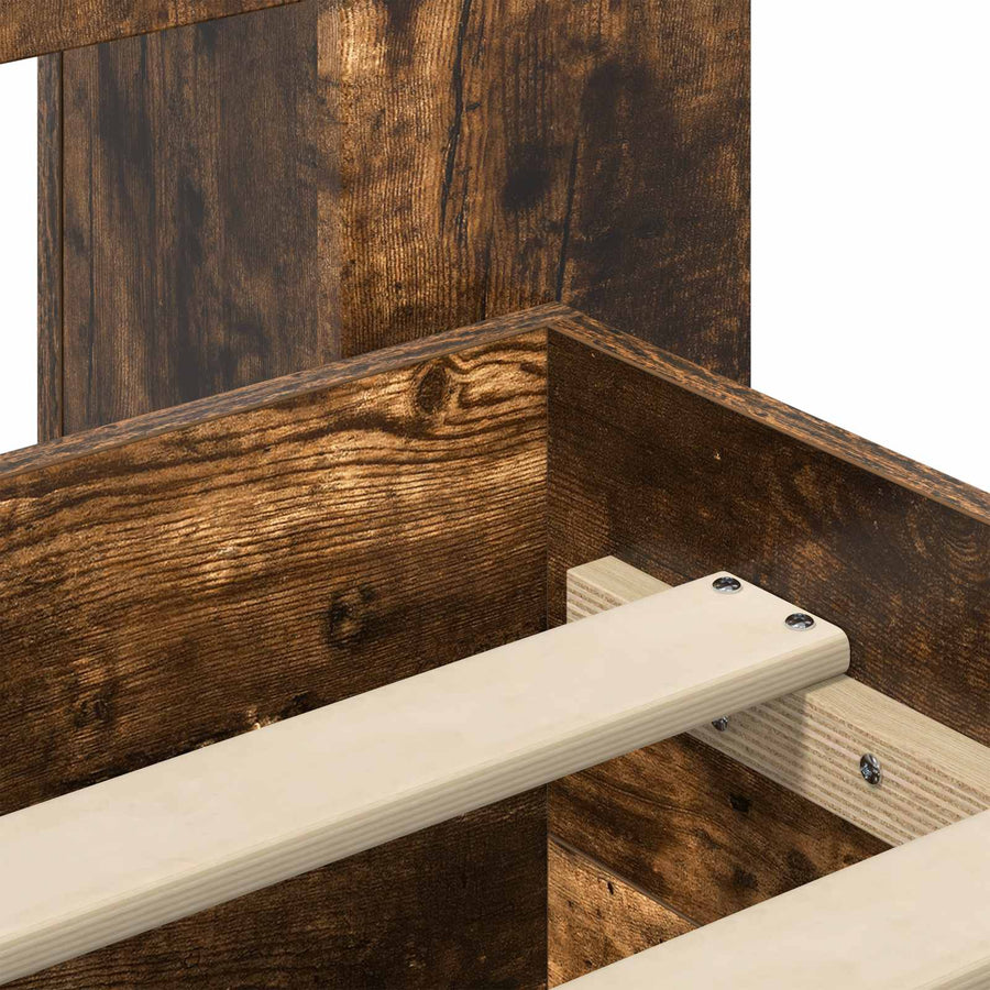 Bedframe met opslag Gerookt eiken 75 x 190 cm Bewerkt hout