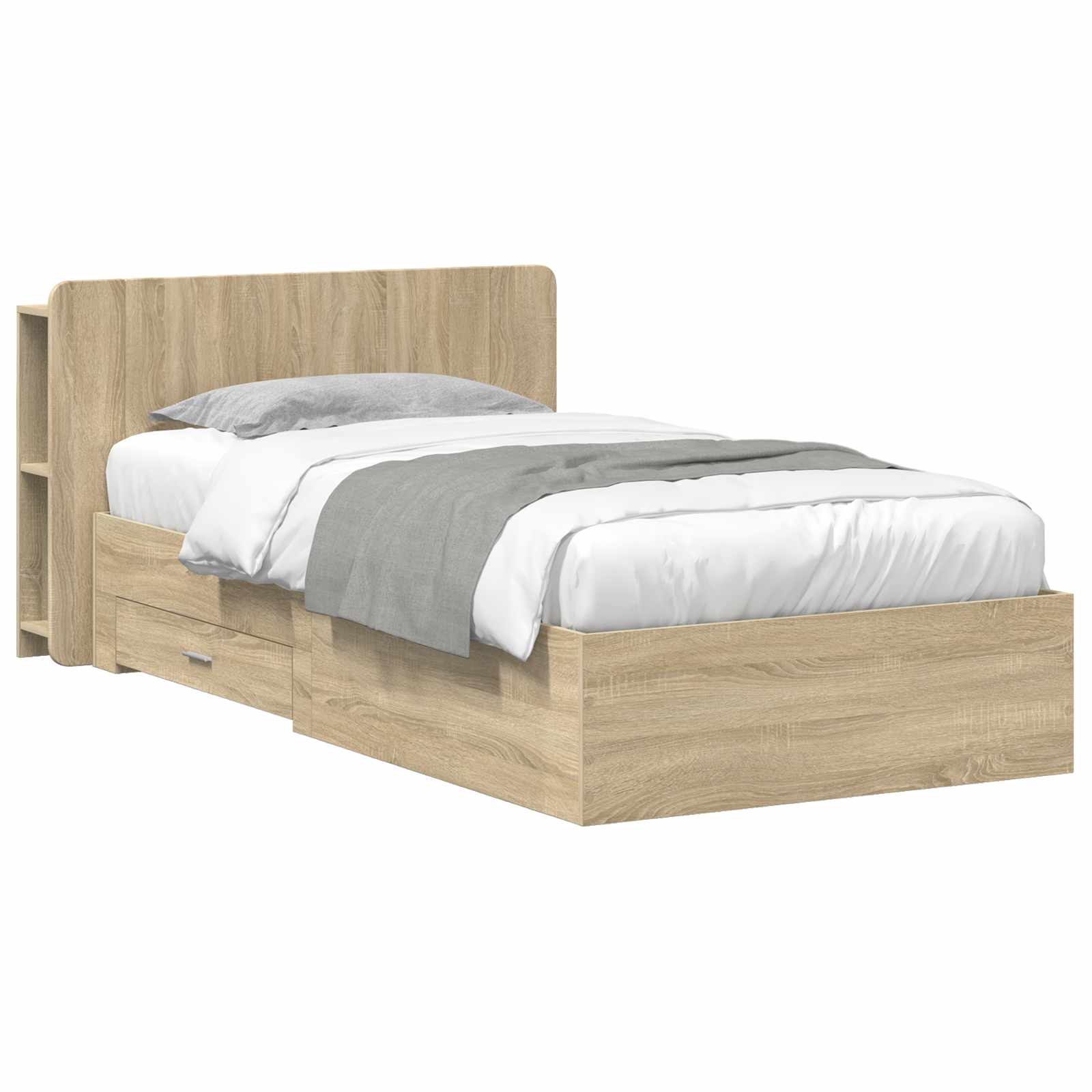 Bedframe met opslag Sonoma Eiken 75 x 190 cm Bewerkt hout
