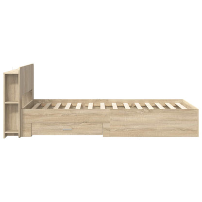 Bedframe met opslag Sonoma Eiken 75 x 190 cm Bewerkt hout